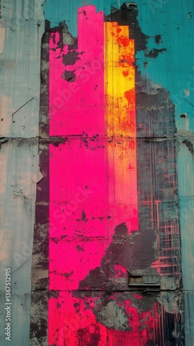 Brightly Colored Abstract Art Applied To A Concrete Wall