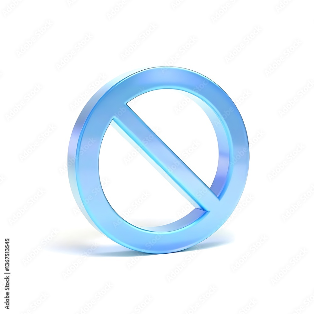 3D Render of a Blue Prohibition Symbol on White Background for Website Design 3D Render of a Blue Prohibition Symbol on White Background for Website Design