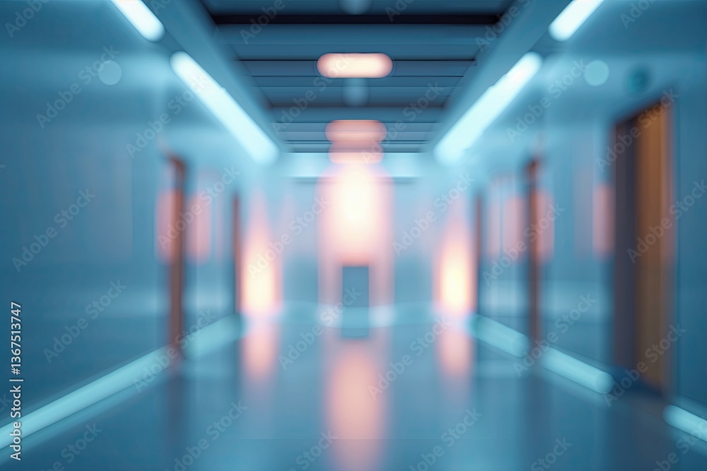 Obraz premium Modern Clinic Corridor Abstract Blurred Haze Background Image