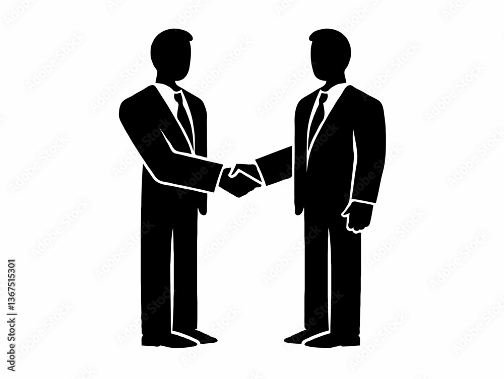 Two businessmen shaking hands icon on white background Two businessmen shaking hands icon on white background