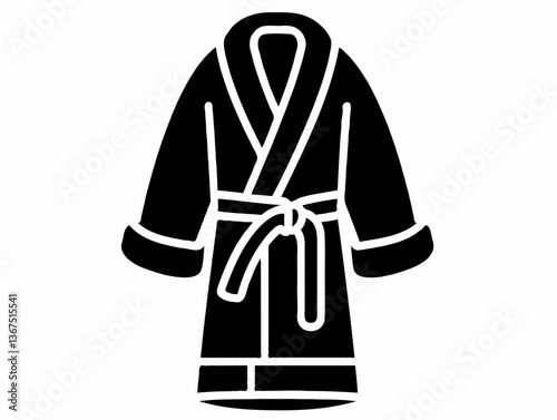 Bathrobe icon in black silhouette style on white background