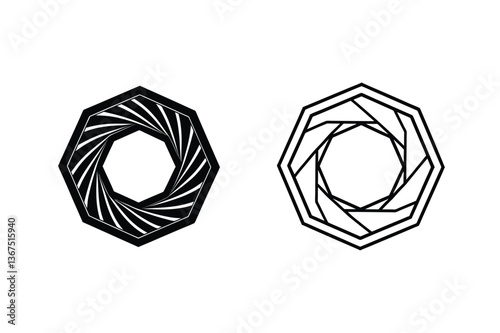 Octagonal Aperture Designs Photography, Camera, Lens, Shutter, Icon, Graphic, Symbol, Geometric, Abs