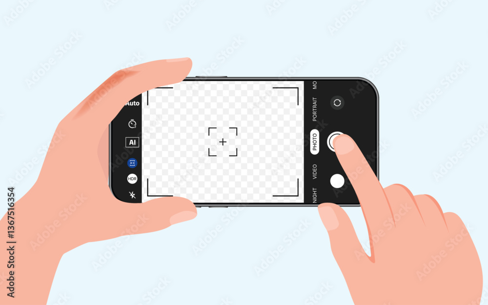 Smartphone Photography: Hand Holding Device for Capturing Photos and Videos with Finger Touch - Videographer and Photographer Vector Illustration Smartphone Photography: Hand Holding Device for Capturing Photos and Videos with Finger Touch - Videographer and Photographer Vector Illustration