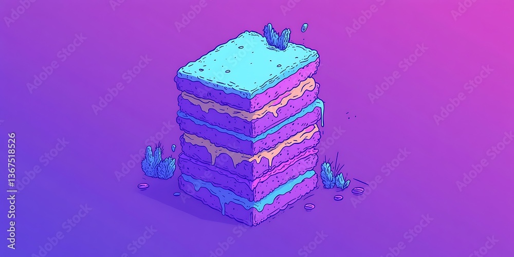 Obraz premium A stacked colorful abstract layered food design illustration on background