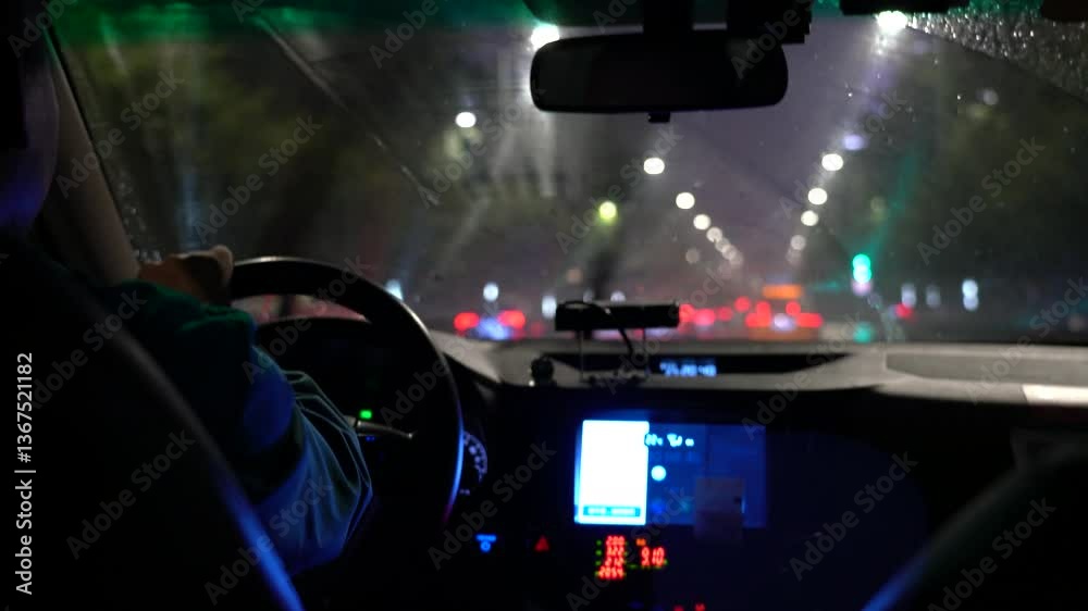 4k Video Rainy Day Cab Driving Tic Tac Toe First View Experience