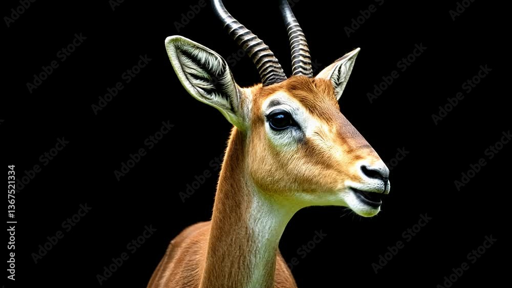 Gazelle Portrait on Black Background Wildlife Photography