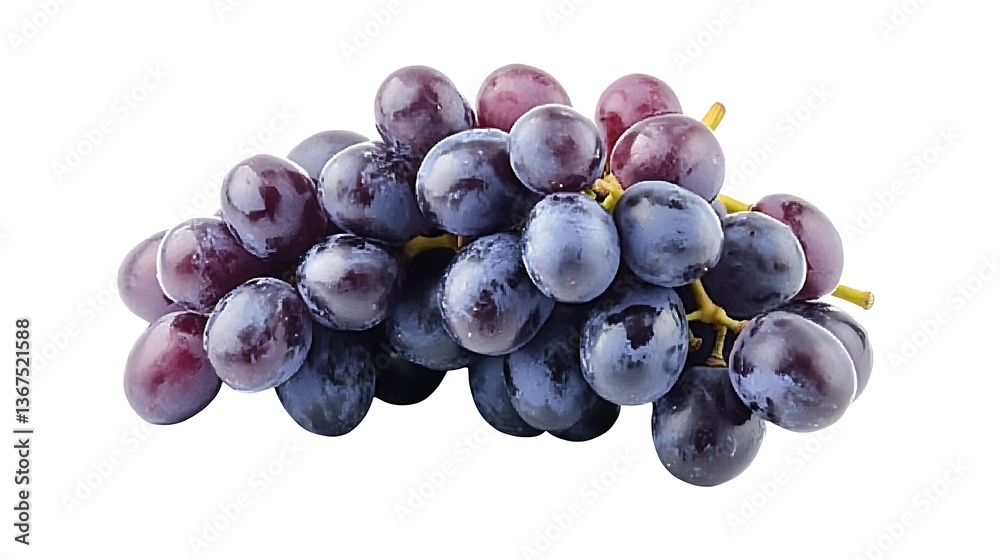 Fresh bunch of juicy dark grapes isolated on white background, healthy raw fruit snack. Fresh bunch of juicy dark grapes isolated on white background, healthy raw fruit snack.