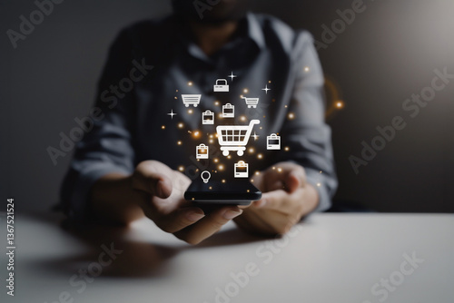 businessman holding a phone online shopping e-commerce