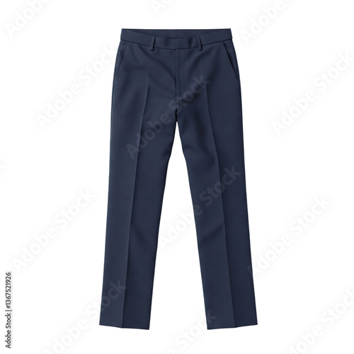 Navy blue formal trousers, isolated in transparent background.