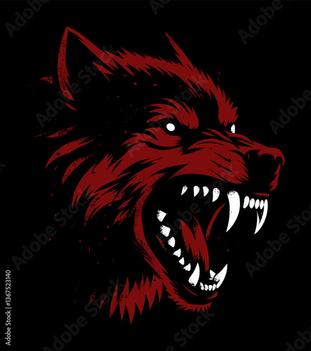angry wolf face - grunge style (artwork 1)