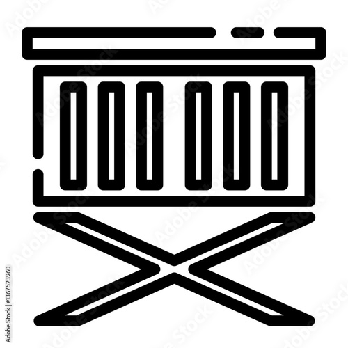 portable grill cut line icon