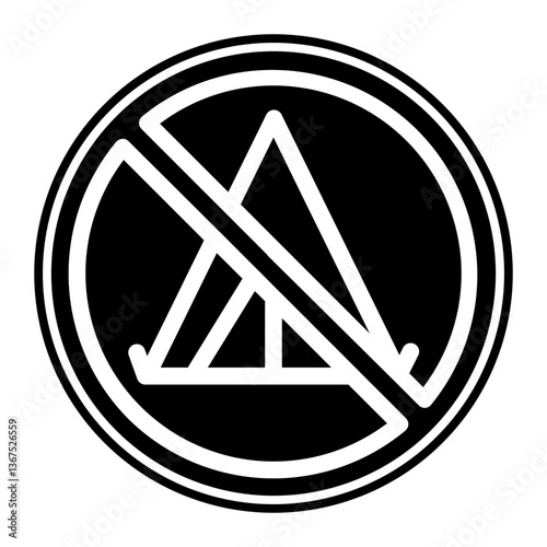 camping area is prohibited glyph icon