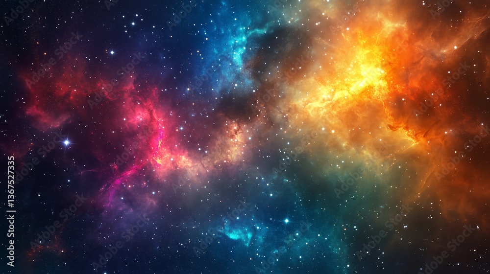 Fototapeta premium Colorful, stars and space background, universe wallpaper. Generative Ai