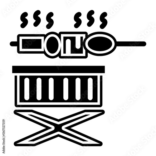 grilling on a portable grill glyph icon