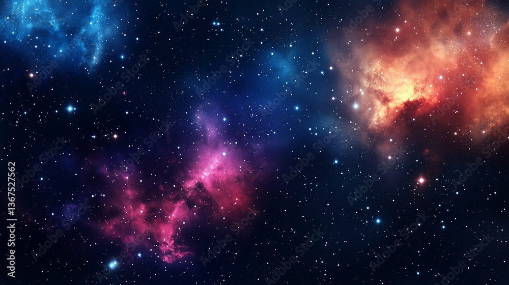 Fototapeta premium Colorful, stars and space background, universe wallpaper. Generative Ai