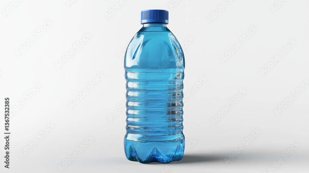 Plastic bottle 3d beverage package isolated on transparent background. Clear blue bottle of water mockup image. Realistic vector illustration Plastic bottle 3d beverage package isolated on transparent background. Clear blue bottle of water mockup image. Realistic vector illustration