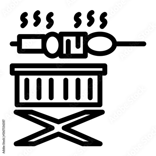 grilling on a portable grill line icon