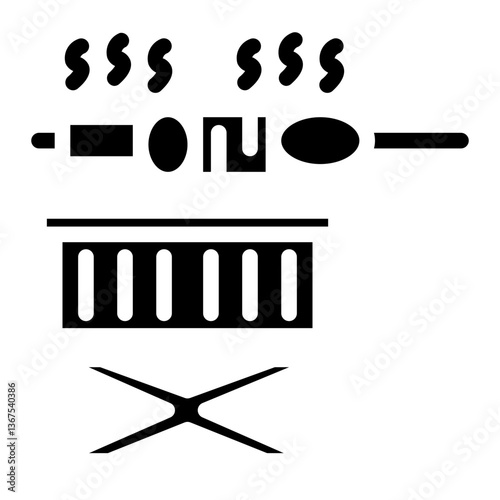 grilling on a portable grill solid icon