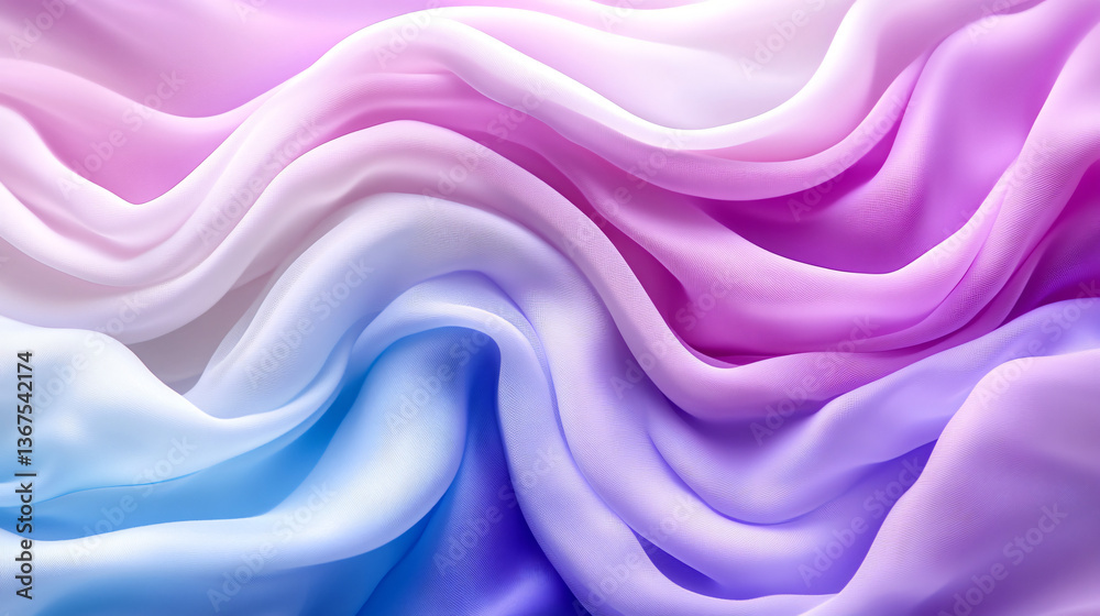 Obraz premium Softly blending wavy background in pastel shades of pink and blue creating a calm and serene atmosphere ideal for artistic inspiration.