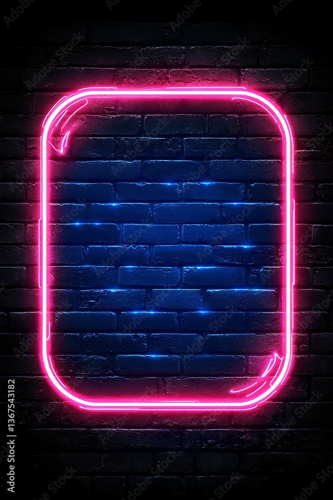 Obraz premium Neon Frame on Brick Wall (1)