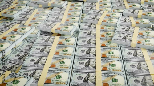 America 100 dollar Banknote on Floor with Camera Movement – Close-Up Stock Footage. us one hundred usd concept of finance and money