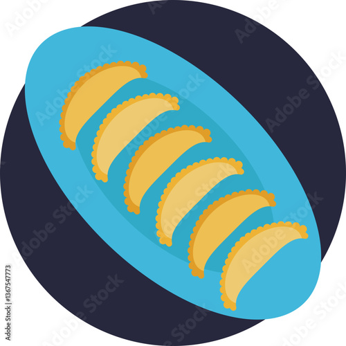 Fried or Baked Delight – Depicts Qatayef, a sweet dumpling served with syrup.