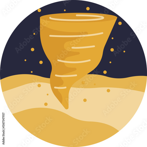 Tornado Funnel – Symbolizes the spinning column of air associated with a tornado.