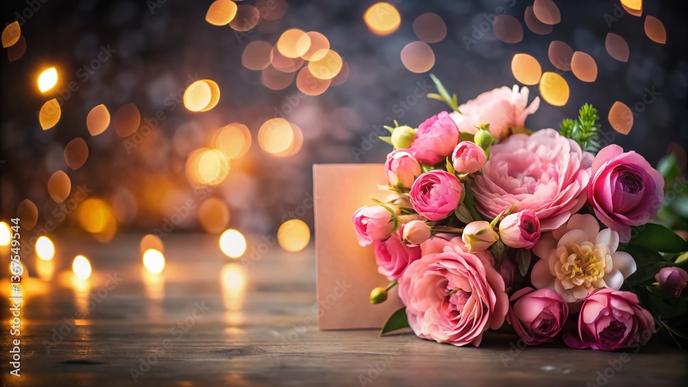 Elegant Pink Floral Mockup: Low-Light Wedding & Mother's Day Invitation Design