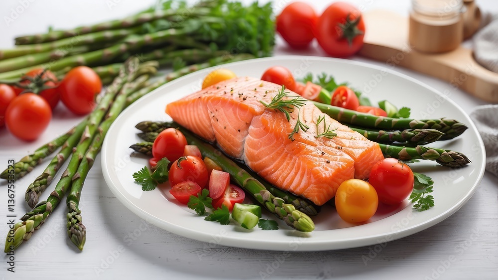 A white plate featuring a portion of grilled salmon topped with sesame seeds, A white plate featuring a portion of grilled salmon topped with sesame seeds,