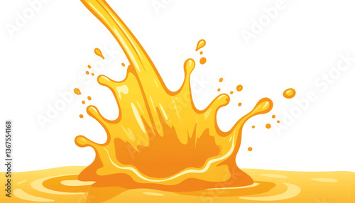 Vibrant orange juice splash in front of white background, freshness concept