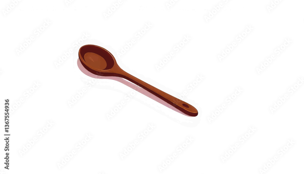 Elegant wooden spoon on white background, simplicity and craftsmanship