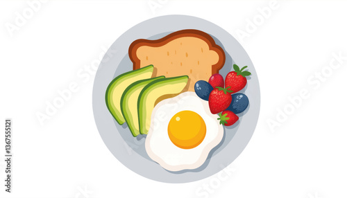 Balanced breakfast plate with vibrant colors, healthy eating concept