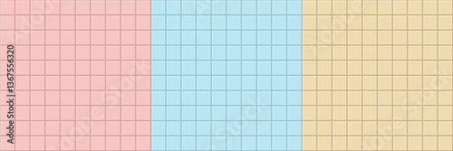 3d square tile mosaic seamless pattern set. Trendy geometric pixel tiles background collection