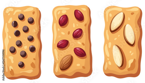 Delicious granola bars with chocolate and nuts, healthy snack options