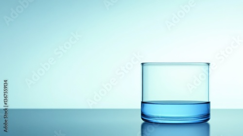 Empty Glass of Water on a Light Blue Background