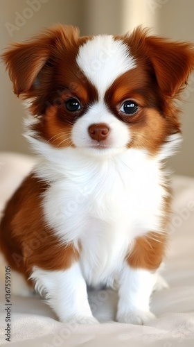 Adorable Longhair Chihuahua Puppy Portrait photo