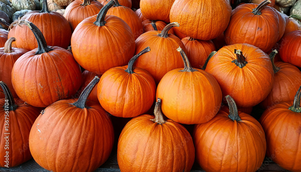 A pile of premium quality pumpkins neatly arranged A pile of premium quality pumpkins neatly arranged