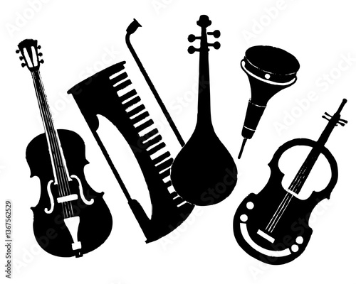 Music Instruments silhouette vector illustration