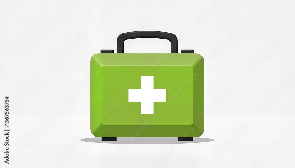 Obraz premium Stylized first aid kit icon on clean background, health and safety concept