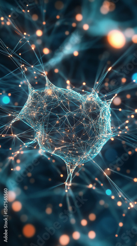 Neural network data flowing through a digital brain.