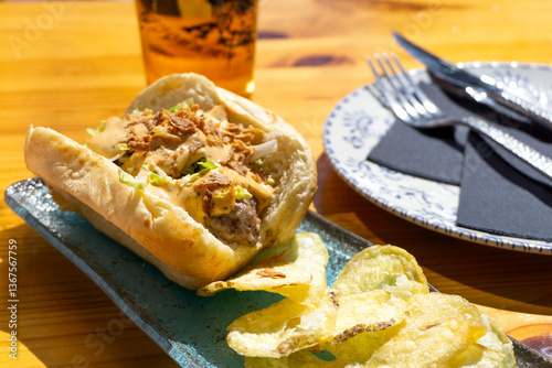 Traditional Andalusian tapas and beer, Seville, Andalusia, Spain