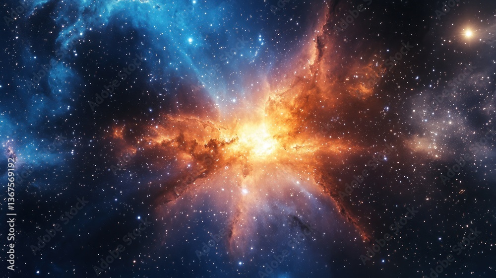 Fototapeta premium Spectacular cosmic bloom, a stellar nursery of light and wonder in deep space