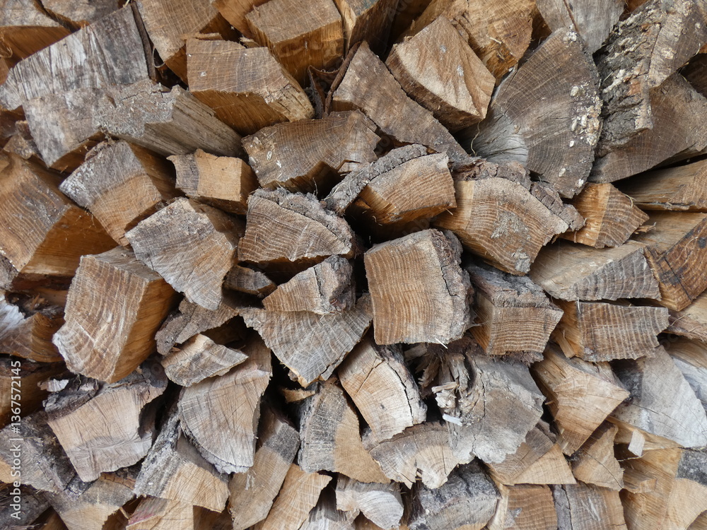 Close up from a bundle of stacked firewood Close up from a bundle of stacked firewood