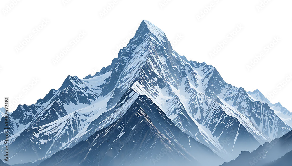 Fototapeta premium A majestic, snow-covered mountain peak png