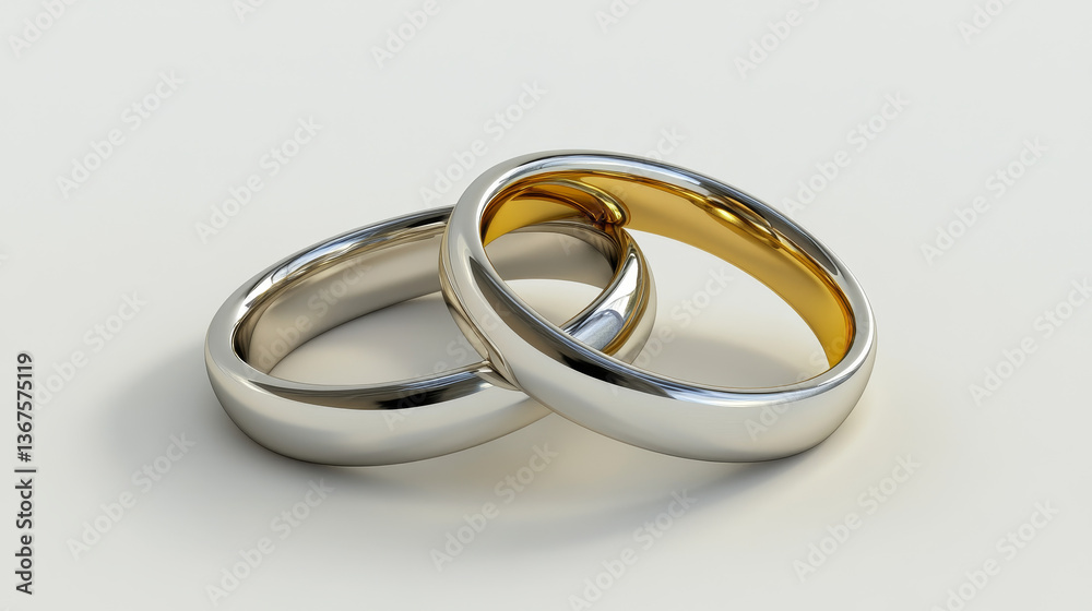 Gold, platinum and silver wedding ring set, marriage ceremony and anniversary jewelry. Golden luxury gift isolated on transparent background. 3d realistic vector illustration Gold, platinum and silver wedding ring set, marriage ceremony and anniversary jewelry. Golden luxury gift isolated on transparent background. 3d realistic vector illustration