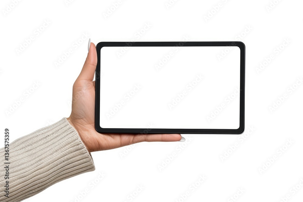 Vibrant Color Visual of Midsection of Womans Hand Showing Blank Digital Tablet Screen Vibrant Color Visual of Midsection of Womans Hand Showing Blank Digital Tablet Screen