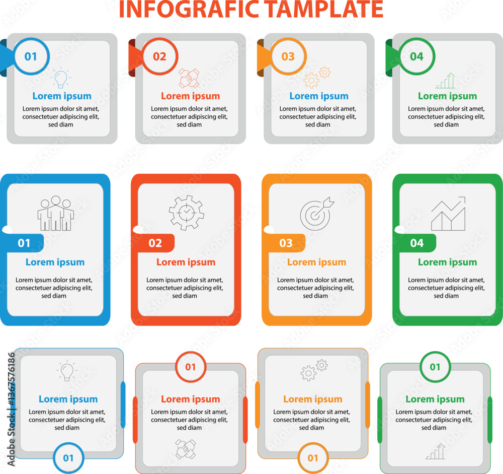 Flat Design Infographic Template with Charts and Graphs Flat Design Infographic Template with Charts and Graphs