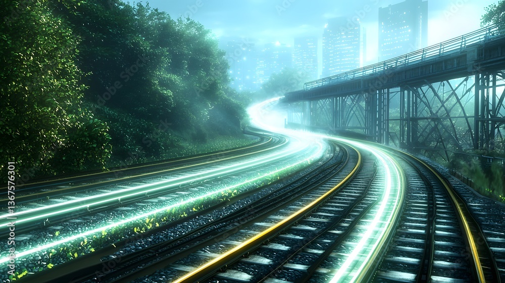 Fototapeta premium Advanced robotic tunnel boring machines excavate and construct an intricate underground subway system in a bustling urban cityscape