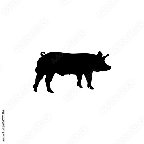 Silhouette of the Pig or Pork, can use for Logo Gram, Pictogram, Animal Illustration, Apps, or Graphic Design Element. Vector