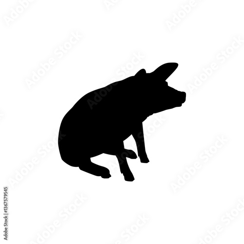 Silhouette of the Pig or Pork, can use for Logo Gram, Pictogram, Animal Illustration, Apps, or Graphic Design Element. Vector